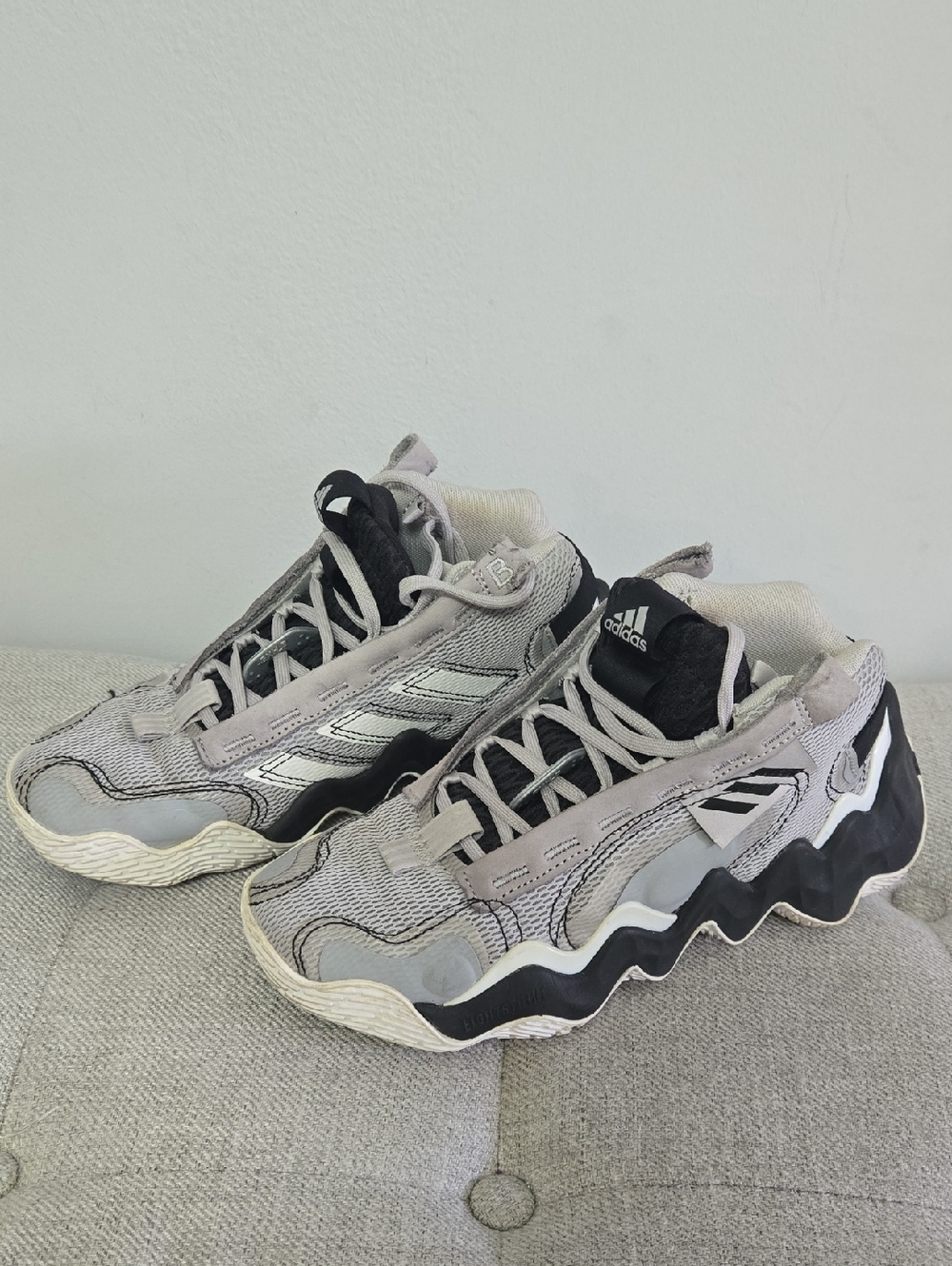 adidas Gray and Black Chunky Wave Sneakers